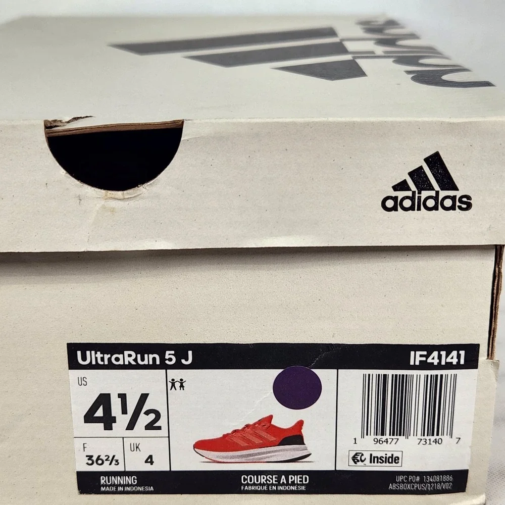 adidas UltraRun 5 J Kids Running Shoes Solar Red Pink IF4141 Size 4.5Y